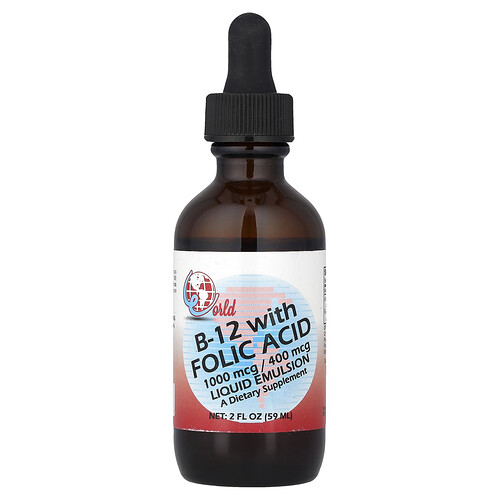 World Organic, B -12 mit Folsäure, 59 ml (2 fl. oz.)