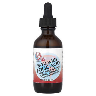 World Organic, B -12 With Folic Acid, 2 fl oz (59 ml)