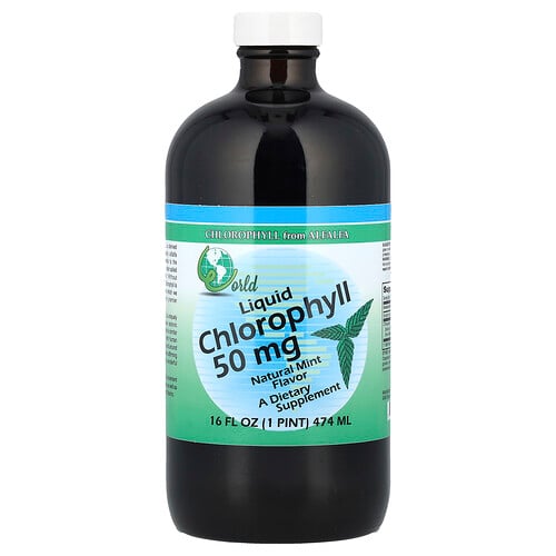World Organic жидкий хлорофилл натуральная мята 50 мг 474 мл (16 жидк. унций)