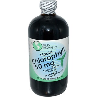 World Organic, Liquid Chlorophyll, sabor natural a menta, 50 mg, 16 fl oz (474 ml)