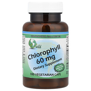 World Organic, хлорофилл, 60 мг, 100 растительных капсул