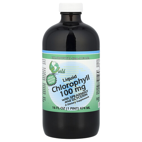 World Organic жидкий хлорофилл с мятой и глицерином 100 мг 474 мл (16 жидк. унций)