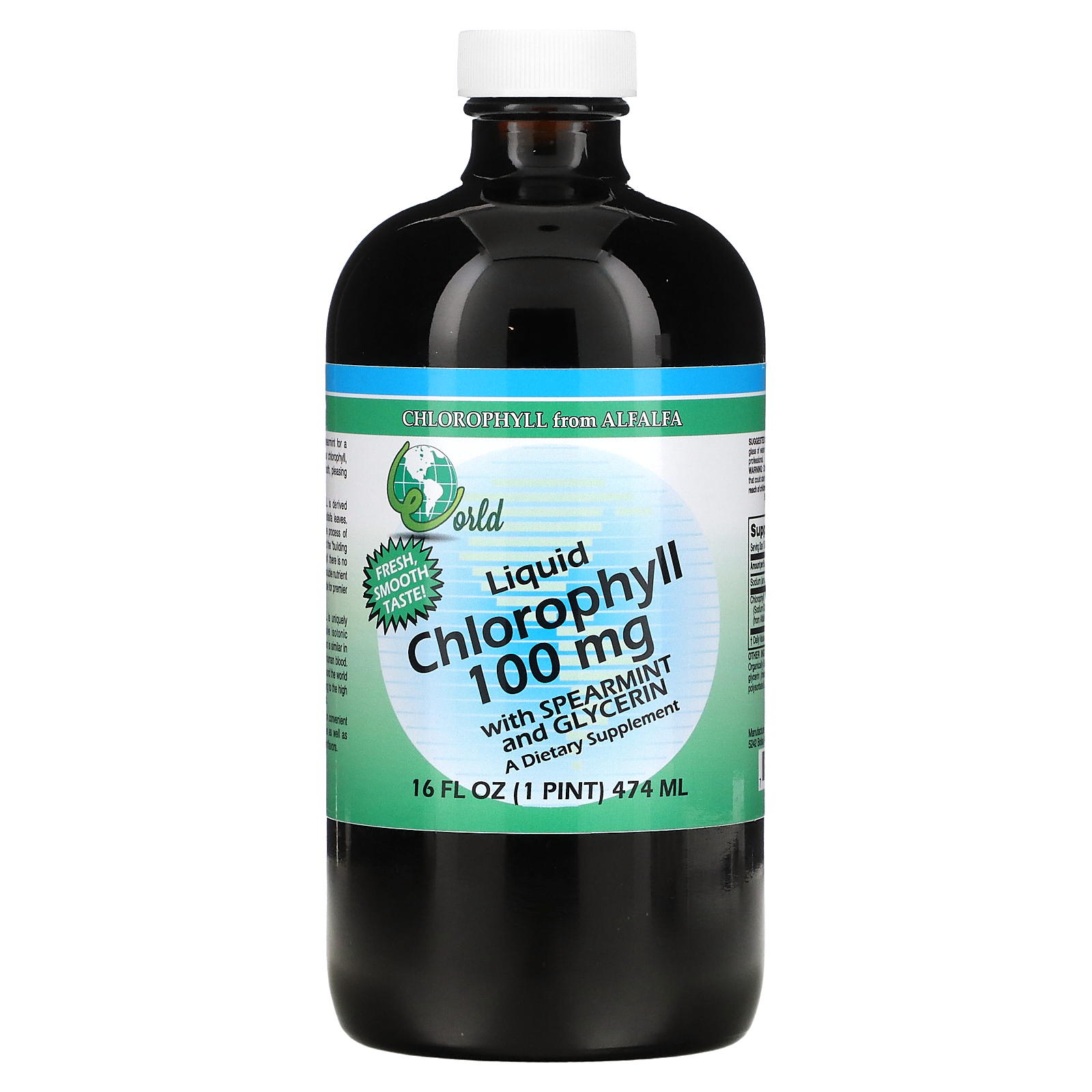 World Organic, Liquid Chlorophyll with Spearmint and Glycerin, 100 mg
