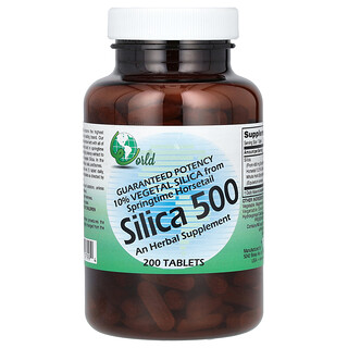 World Organic, Silica 500, диоксид кремния, 200 таблеток (50 мг в 1 таблетке)