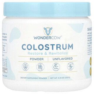 Wondercow, Calostro en polvo, Sin sabor, 120 g (4,23 oz)