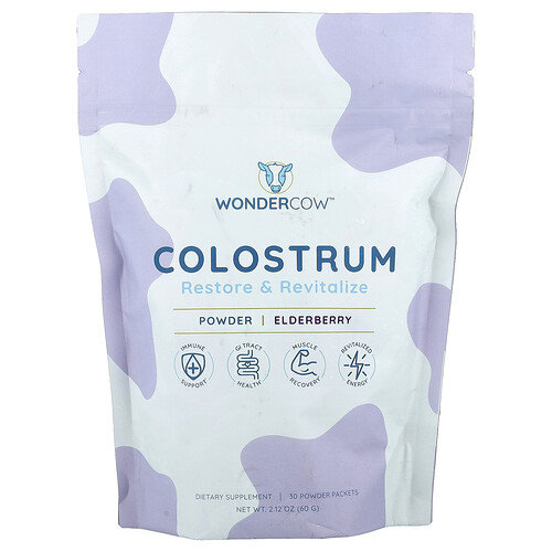 Wondercow, Colostrum Powder, Elderberry, 30 Packets, 0.08 oz (2.4 g) Each