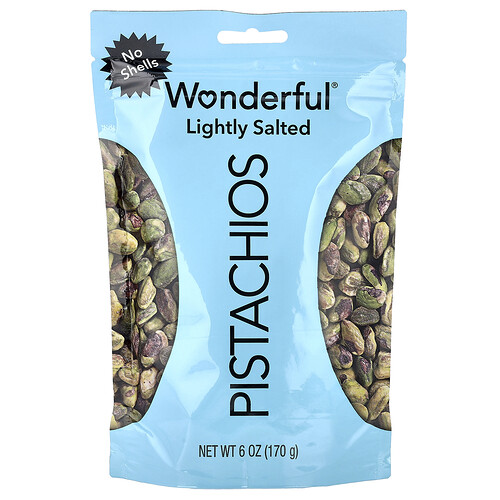 Wonderful Pistachios, Lightly Salted, No Shells, 6 oz (170 g)
