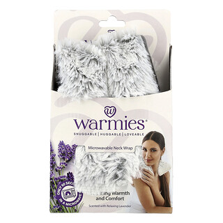 Warmies, Envoltura cervical para microondas, Gris malvavisco, Lavanda relajante, 1 envoltura