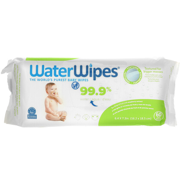 Water Wipes‏, Textured Baby Wipes, 60 Wipes