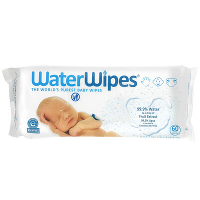 WaterWipes Детские салфетки, фруктовый экстракт, 60 салфеток