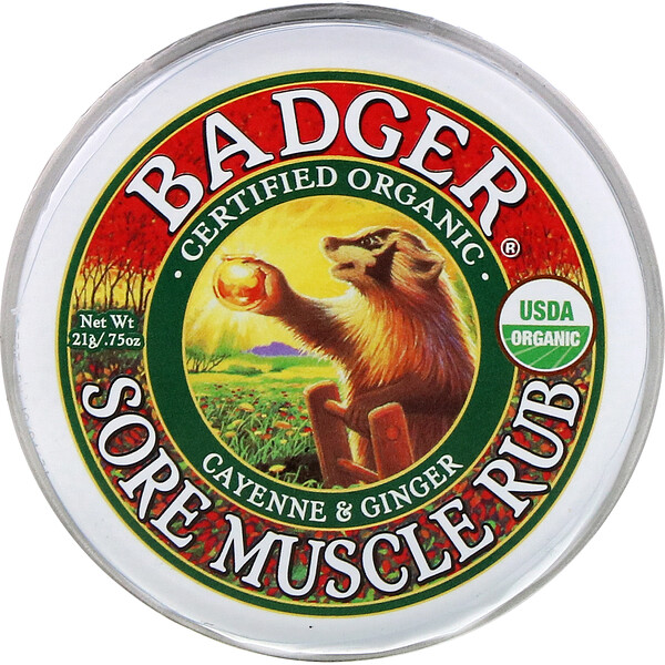 Badger Company, 肌肉酸痛舒緩膏, 辣椒&生薑, 0.75盎司（21克）