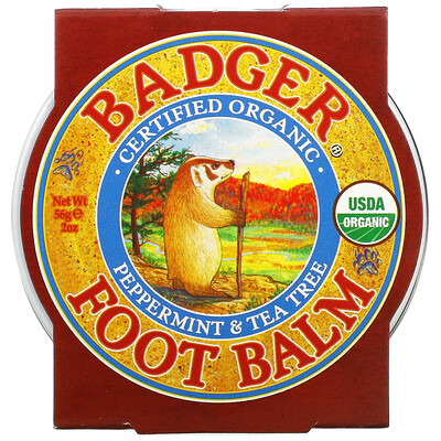 Купить Badger Company бальзам для ног, перечная мята и чайное дерево, 56 г (2 унции)
