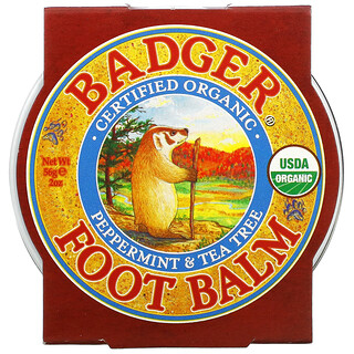 Badger Company, بلسم القدم، بالنعناع وشجرة الشاي، أ,نصتان (56 جم)