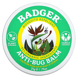 Badger, Balsem Anti-Pepijat Organik, Citronella & Rosemary, 0.75 oz (21 g)