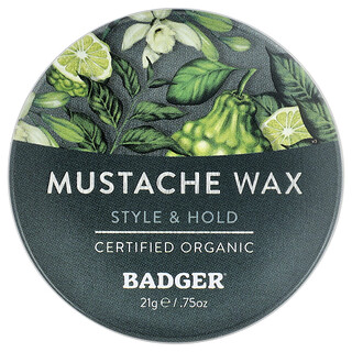 Badger, Moustache Wax, Vanilla & Bergamot, 21 g (0.75 oz)