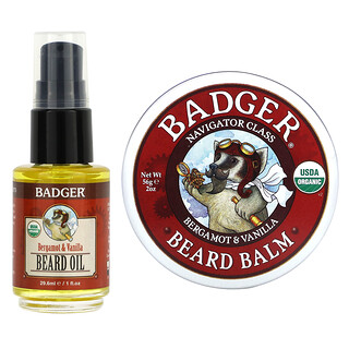 Badger, Bartpflege-Set, Bergamotte und Vanille, 2-teiliges Set