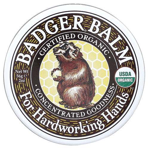Badger Certified Organic Badger Balm for Hardworking Hands, 2 oz (56 g)