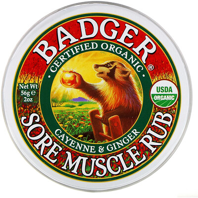 Купить Badger Company мазь от боли в мышцах, органический состав, с кайенским перцем и имбирем, 56 г (2 унции)