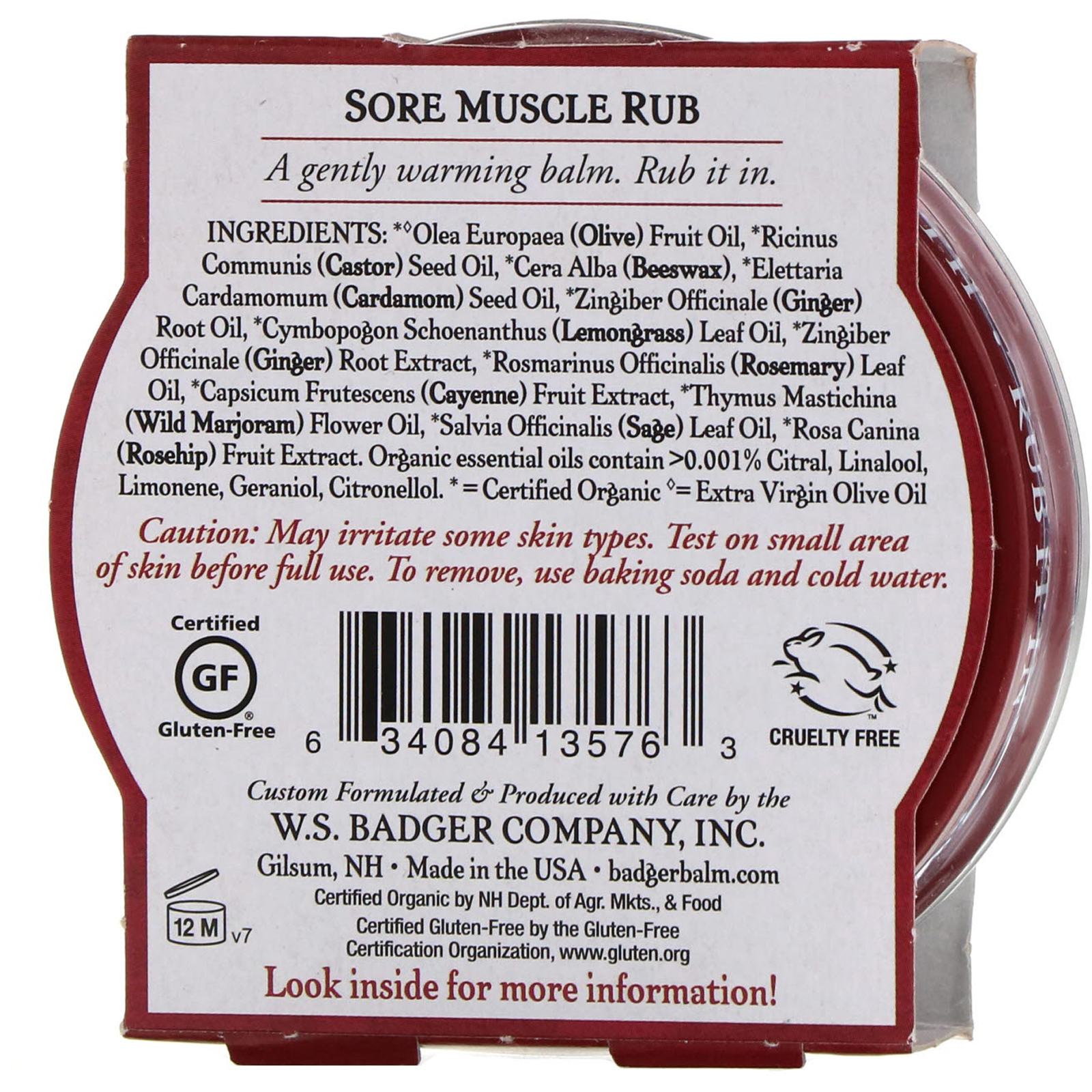 Badger Company, Organic, Sore Muscle Rub, Cayenne & Ginger, 2 oz (56 g