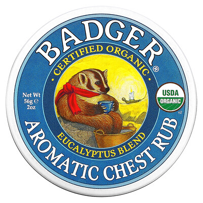 Badger Company ароматическая мазь для грудной клетки, эвкалипт и мята, 56 (2унции)