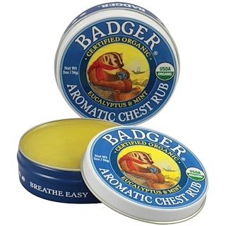 Badger Company, Ароматная Mазь для Грудной Клетки, Эвкалипт и Мята 2 унции (56 г)
