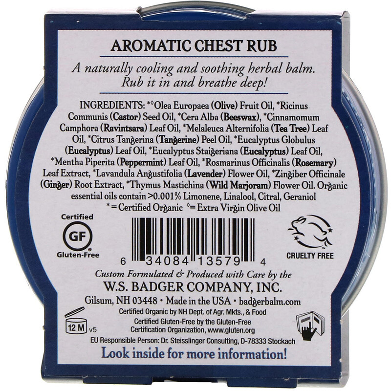 Badger Company, Aromatic Chest Rub, Eucalyptus & Mint, 2 oz (56 g) iHerb