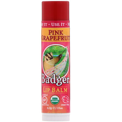 Badger Company Органический бальзам для губ, розовый грейпфрут, 4,2 г