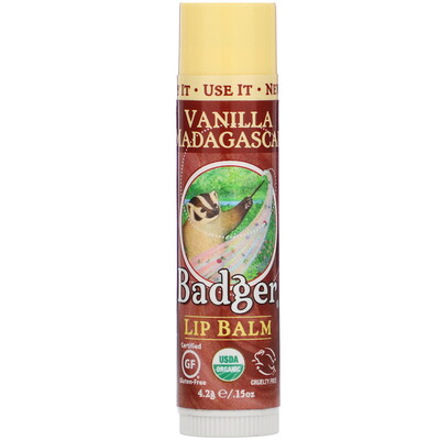 Купить Badger Company органический, бальзам для губ, мадагаскарская ваниль, 4, 2 г (0, 15 унции)