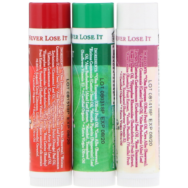 Badger Company, Limited Edition, Organic Classic Lip Balm Sticks, 3 Lip