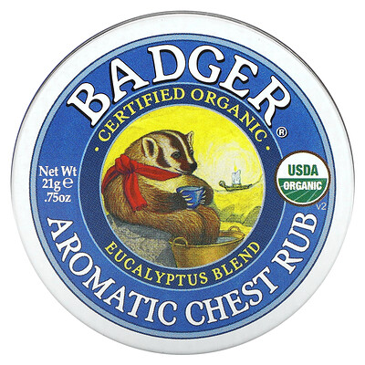 Badger Company Органическая ароматическая мазь с эвкалиптом и мятой, .75 унций (21 г)