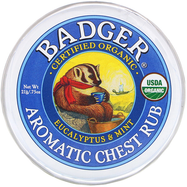 Badger Company, 鼻通舒胸膏, 桉樹&薄荷, 0.75盎司（21克）