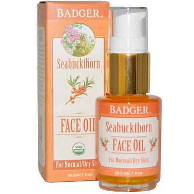 Badger Company Seabuckthorn Face Oil, For Normal/Dry Skin, 1 fl oz (29.5 ml)