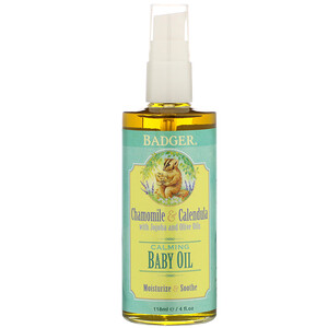 Отзывы о Бадгер компания, Calming Baby Oil, Chamomile & Calendula with Olive and Jojoba Oils, 4 fl oz (118 ml)