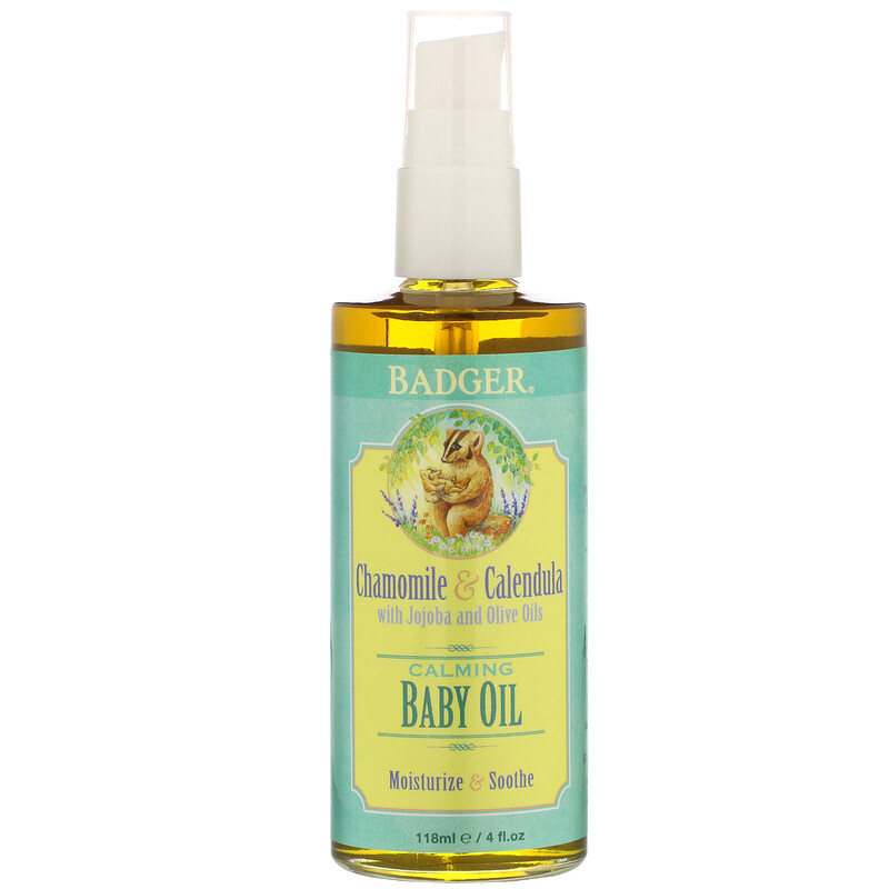 Badger Company, Calming Baby Oil, Chamomile & Calendula with Olive and