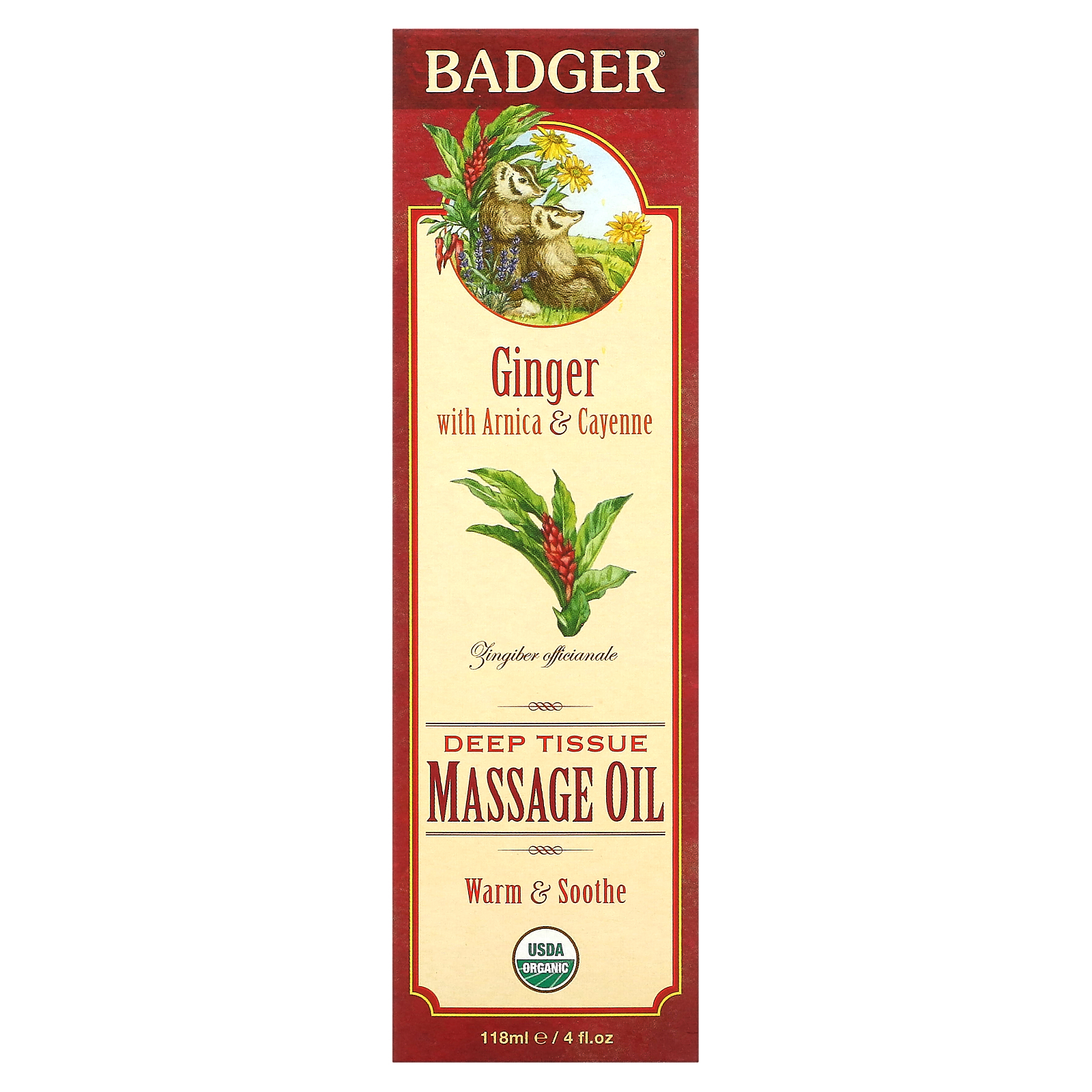 Badger Company, Deep Tissue Massage Oil, Ginger with Arnica & Cayenne