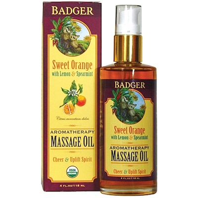 Badger Company 按摩油,甜橙檸檬薄荷香型,4液體盎司(118毫升)