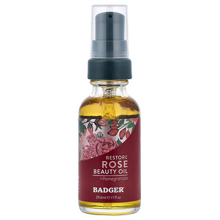Badger, 玫瑰美容油 + 石榴，1 液量盎司（29.6 毫升）