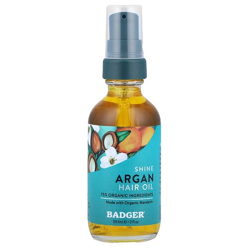 Badger, Botanical Hair Oil, Argan, Jojoba & Baobab, 2 fl oz (59.1 ml)