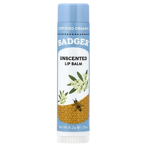 Badger Lip Balm, Unscented, 0.15 oz (4.2 g)