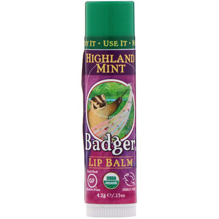 Badger Company, Натуральный бальзам для губ, горная мята, 0.15 унций (4.2 г)