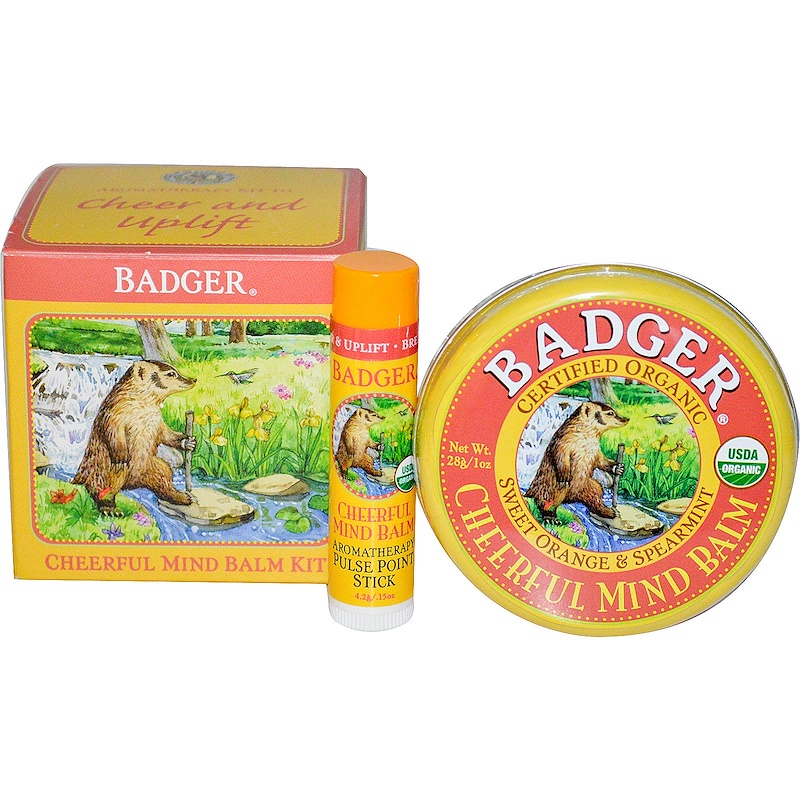 Badger Company, Cheerful Mind Balm Kit, Aromatherapy Kit to Cheer