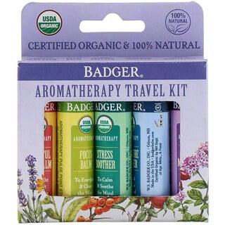 Badger Company, Organic, Aromatherapy Travel Kit, 5 Pack, .15 oz (4.3 g) Each