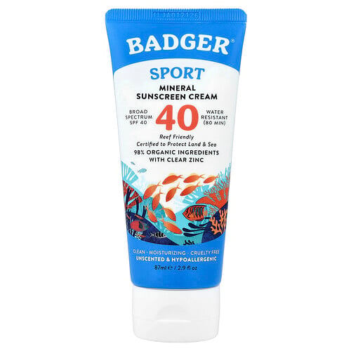 Badger, Clear Zinc Sunscreen Cream, Klare Zink-Sonnenschutzcreme, LSF 40, parfümfrei, 87 ml (2,9 fl. oz.)