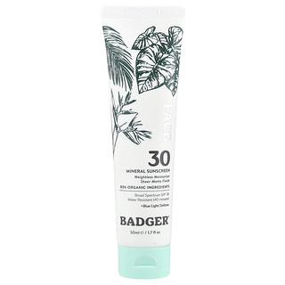 Badger, 面部矿物质抗晒霜，SPF 30，1.7 液量盎司（50 毫升）