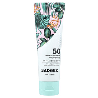 Badger, 日常矿物质抗晒霜，SPF 50+，4 液量盎司（118 毫升）