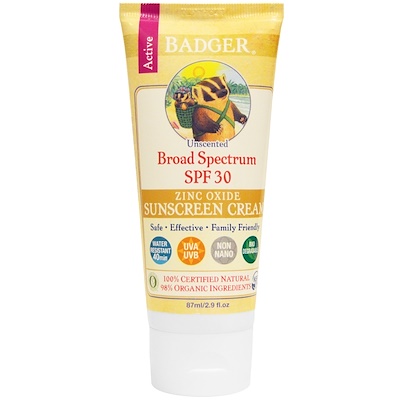 Badger Company 無香味防曬霜,SPF34,2.9盎司(87毫升)