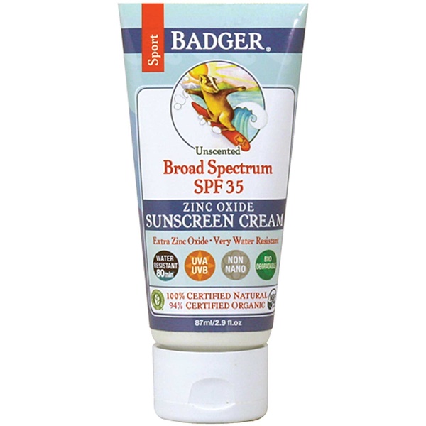 Badger Company, Sport Sunscreen Creamãåºåã¹ãã¯ãã©ã SPF 35ãç¡é¦æã2.9æ¶²éãªã³ã¹ï¼87 mlï¼