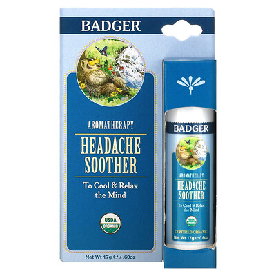 Badger Company Aromatherapy, успокаивающее средство от головной боли, перечная мята и лаванда, 17 г (0,60 унции)