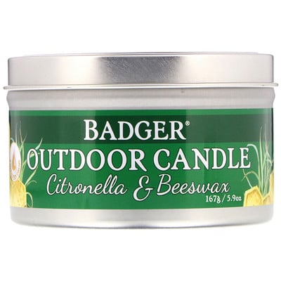 Badger Company Outdoor Candle, Citronella & Beeswax, 5.9 oz (167 g)