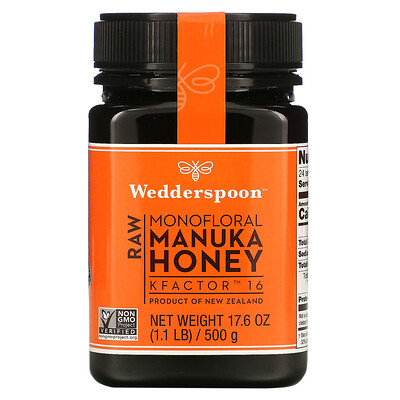 Wedderspoon необработанный монофлорный мед манука, KFactor 16, 1 кг (500 фунтов)